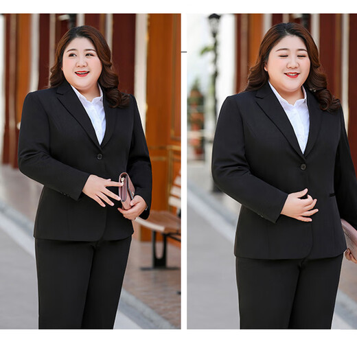 Haoyao professional suit suit women's jacket women's formal wear women's spring and autumn plus plus fat mm suit interview temperament workwear black suit 5XL size (weight 150-160)
