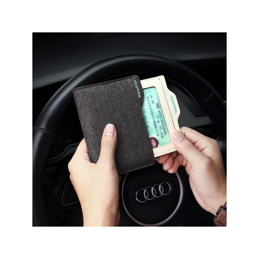 
WILLIAMPOLO card bag men canvas men's ID bag driver's license leather case clip card bag wallet 520 gift New Year gift blue-anti-demagnetized zipper bag driver's license clip