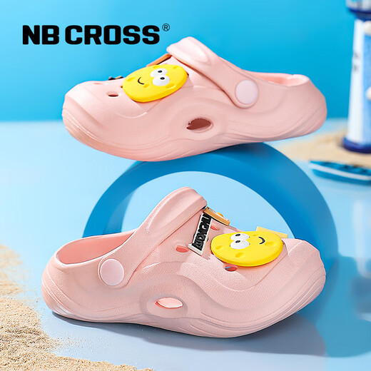 NB CROSS儿童洞洞鞋夏季新款卡通拖鞋防滑沙滩鞋男女童包头凉鞋 F001-05粉红 20-21