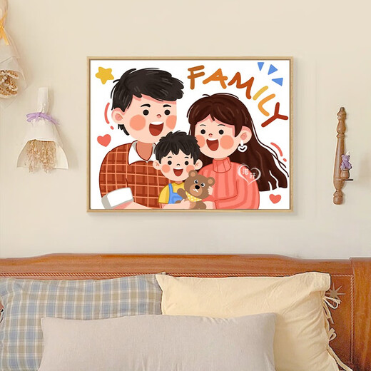 Cartoon Family Porträt digitales Ölgemälde DIY Füllung Farbe Acrylölmalerei handgemalbte dekorative Gemälde von drei oder vier Brüdern