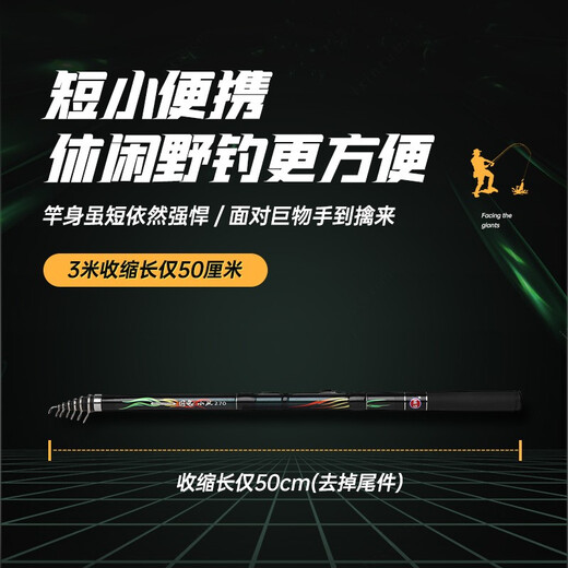 Guangwei Lightning Xiaoji short-section portable rockfishing rod, ultra-light and ultra-hard rocky rod, carbon long-range fishing rod, dual-use for hand and sea 2.1m