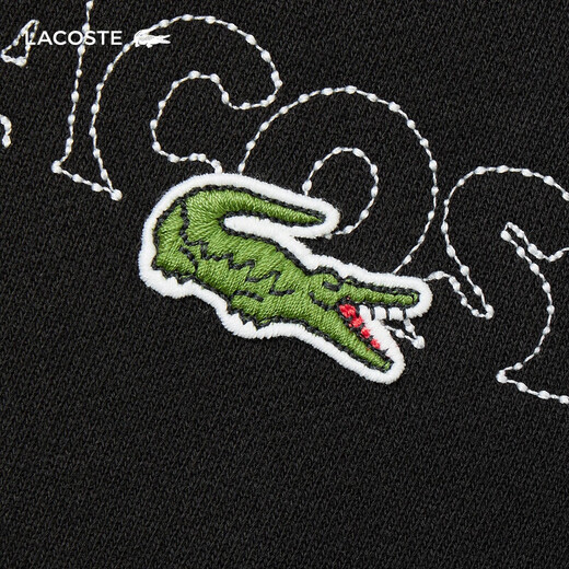 LACOSTE法国鳄鱼男装法国制造宽松版型棉质圆领套头运动卫衣|SH3878 031/黑色 M 4