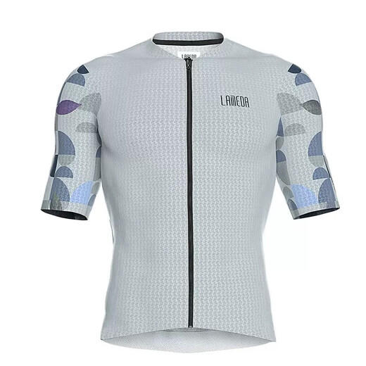 Lamparda cycling suit bicycle summer thin men's short-sleeved top road mountain bike clothes light gray blue M
