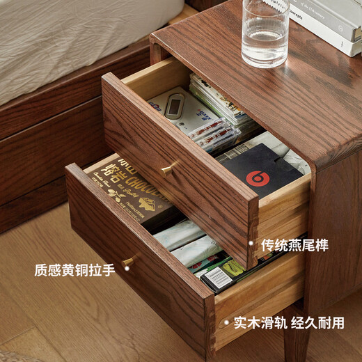 Genji Muyu Nachttisch aus Massivholz, modern, schlicht, Eiche, multifunktional, kleiner Schrank, nordisches Schlafzimmer, Nachttisch, Aufbewahrungsschrank, Nachttisch (40 x 35 x 50 cm), Montage