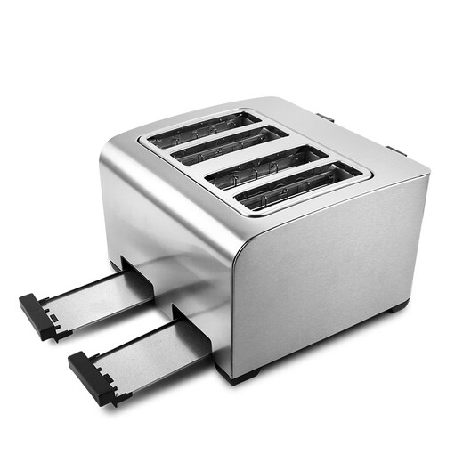 Tenfly Toaster Toaster Stainless Steel Double-Slice Toaster Home Desktop Toaster Commercial Double-Slice Toaster Touch Control Model for Home and Commercial Use Widened 4-Slice Bread Slot Contains Practical 2-piece Set