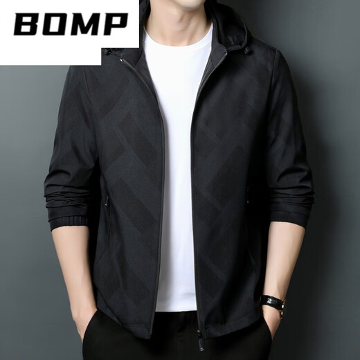 
BOMP brand daddy suit spring and autumn thin jacket middle-aged men stand collar spring casual loose hooded jacket top men K12127 green 175/L