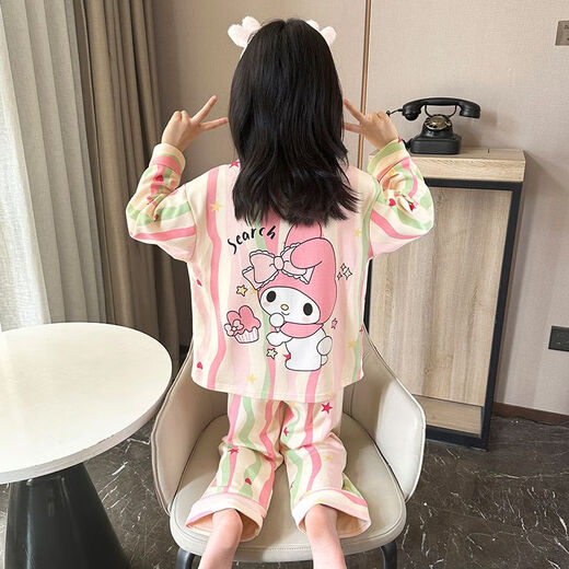 Mianyue Children Pyjama für Frauen 3 bis 6 Jahre alt Kinder Frühling und Herbst Langhülle Dünne mittelgroße Kinder Mädchen Prinzessin Baby Cartoon Set 1421 100 cm -8 Größe Höhe