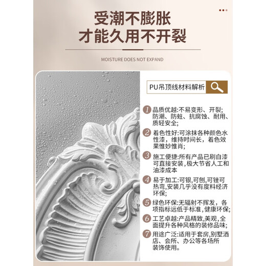 XMSJ French pu line beam trocar European imitation gypsum arched door arc buried door hole Roman column stigma decorative shape LT5009R-thickness 18.2*width 36.5*height 37. 0mm