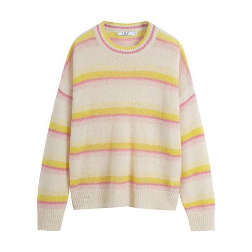 
LILY [same style in the mall] Spring new women's clothing fashionable and playful striped loose soft sweater for women 902 light orange S
