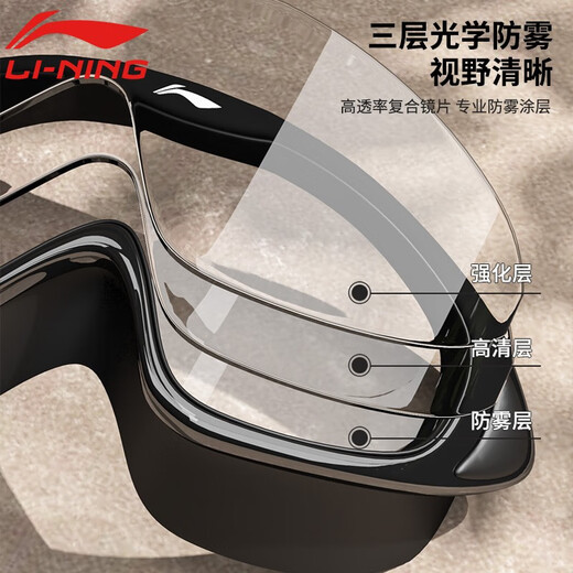 Li Ning (LI-NING) swimming goggles for men and women large frame high-definition waterproof and anti-fog myopia swimming goggles adult universal diving cap swimming goggles set coated white-272 myopia 500 degrees