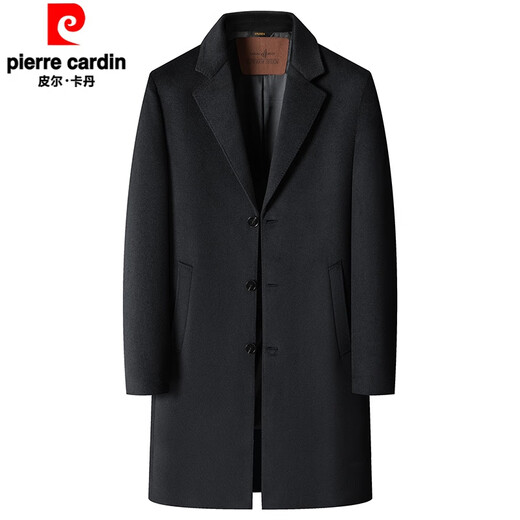 皮尔卡丹（pierre cardin）冬季中长款羊毛呢大衣男过膝高端中年商务羊毛外套 823中长款藏青色 170码 【建议100斤-125斤】