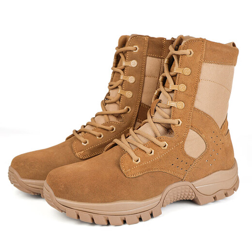 New brown combat boots men's ultra-light high-top side zipper combat boots breathable non-slip brown combat boots waterproof New combat boots microfiber model 41