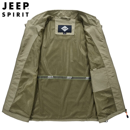 吉普（JEEP）马甲男秋冬季户外休闲双面穿多口袋工装坎肩宽松立领男士钓鱼马夹 薄款 9898灰色（春秋） 2XL（建议145-160斤）