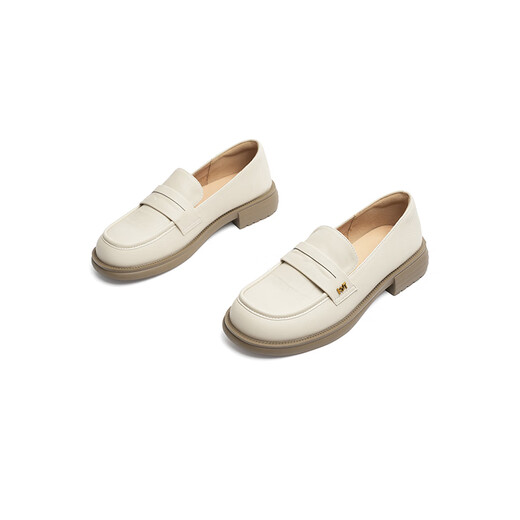 Red Dragonfly Loafers женский весенний весенний стиль нового стиля одно стандартный женский обувь густые каблуки в британском стиле маленькие кожаные туфли женская одиночная обувь WLB14137 Bei White 35