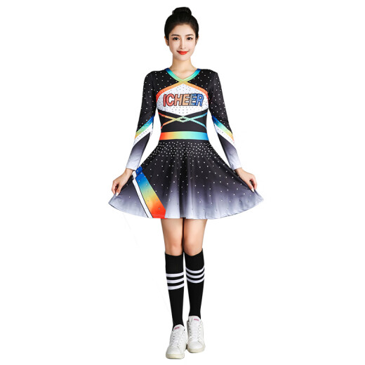 逅枫新款健美操啦啦操表演服装演出服健美赛服中小学啦啦操服 6913#女 XL