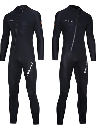 He Yangyu 2/3/5MM Warm Wetsuit for Men One-piece for Going to the Sea 1.5MM Wet Suit Winter Swimsuit for Women Surfing and Sailing Water Rescue 5MM Black Front Zipper - Men's 502 Foot Sleeves XS