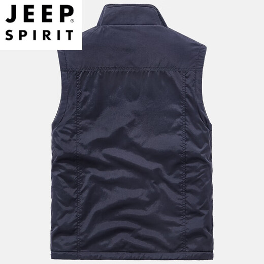 JEEP SPIRIT户外马甲男春秋新款工装多口袋背心夏季轻薄休闲立领摄影外套 7009灰色两面穿  加绒 2XL