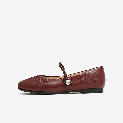 Heshe (Tata) Flachboden Mary Jane Damen Sheepskin Abendschuhe ohne müde Füße y8ga6aq5 Wein rot 37
