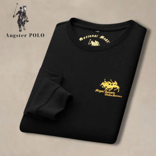 AGUGSTER Polo Auténtico Paul Autumn and Winter New Men's Loose Round Sweet Sweinshirt Polo Camiseta de caballo bordada Camiseta White 6628 L
