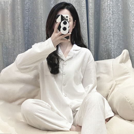 Yalu pajamas women's 2025 autumn and winter new long-sleeved simple ladies loose and versatile casual and high-end home clothing set 3884 M [75100Jin [Jin equals 0.5 kg]]