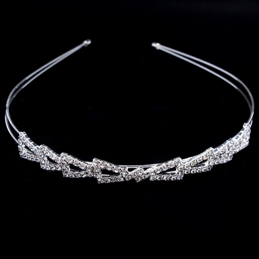 Meng Junchen bridal tiara hair accessories diamond-encrusted imitation pearl headband Korean style fashionable and elegant rhinestone double-layer hairpin headband style 6 pearl silver