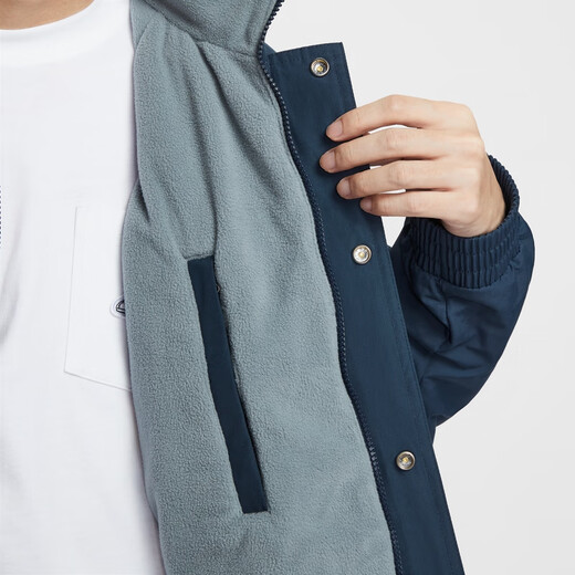 Nike Men's Polar Fleece Lined Jacket Winter Loose Woven Casual Stand Collar Jacket NIKE FZ0657 451 Obsidian/White M