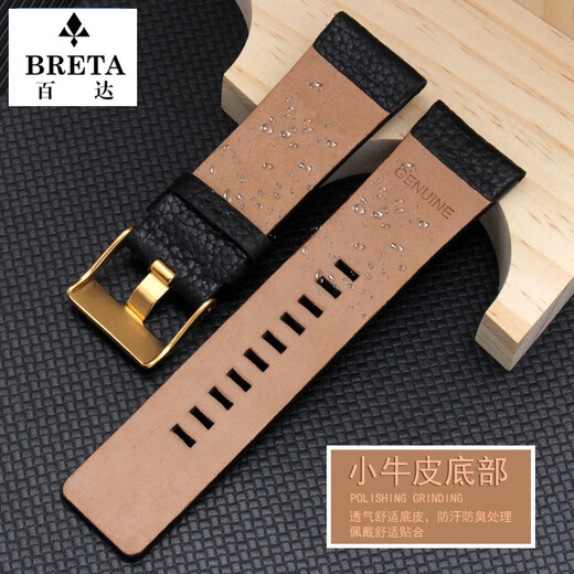 Pataca adapted to POLICE watch accessories PL.14698 13806 large dial cowhide strap 24 26 28 30mm white + silver pin buckle 22mm