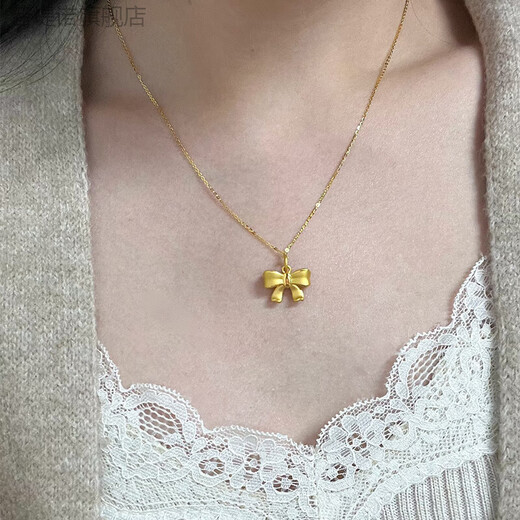 Putino's new product 18.k. gold. Fugitive Princess Bow Necklace Women's Fashion Temperament 2024 New Gold Clavicle Chain Fugitive Bow Necklace + O Chain