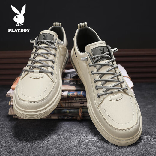 Playboy (Playboy) Herrenschuhe Herren 2025 Sommer lässige Schuhe Herren Trendy Board Shoes Herren Modegeschäft weiße Schuhe Beige 42