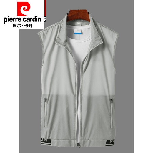 皮尔卡丹（pierre cardin）夏季薄款马甲男士马夹夏天户外速干皮肤衣透气背心坎肩衣外套 806防 晒马甲-牛仔兰 XL