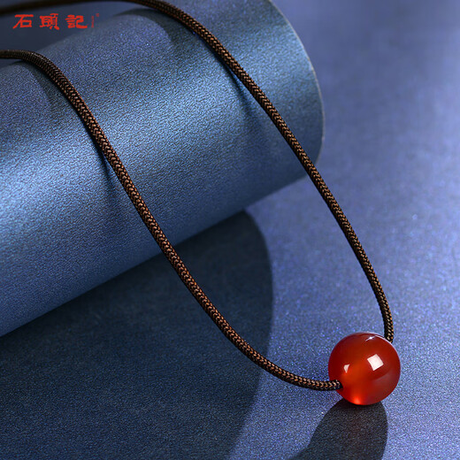 Istone red agate transfer bead pendant necklace new Chinese style birthday gift for girlfriend