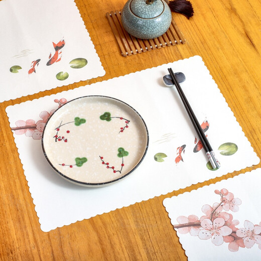 Disposable placemats, Japanese style disposable placemats, Japanese style placemats, Japanese shop mats, table mats, thickened absorbent paper mats, white empty cicada (100 sheets)