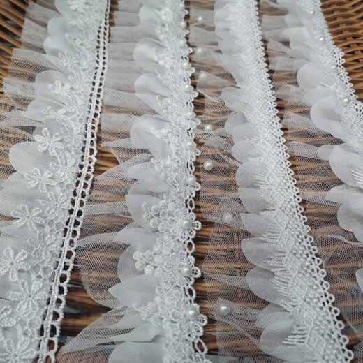 经典蝴蝶水溶花边雪纺压褶钉珠衣领裙摆窗帘搭配鞋帽婚纱礼服辅料 9225小蝴蝶网纱加珠 约13米