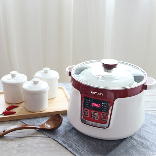 Tianji water-proof electric stew pot ceramic large-capacity household 304 stainless steel stew pot fully automatic soup pot four pots small inner pot 0.65L one pot four pots 3.2L 304 stainless steel glass lid with ceramic steaming grid