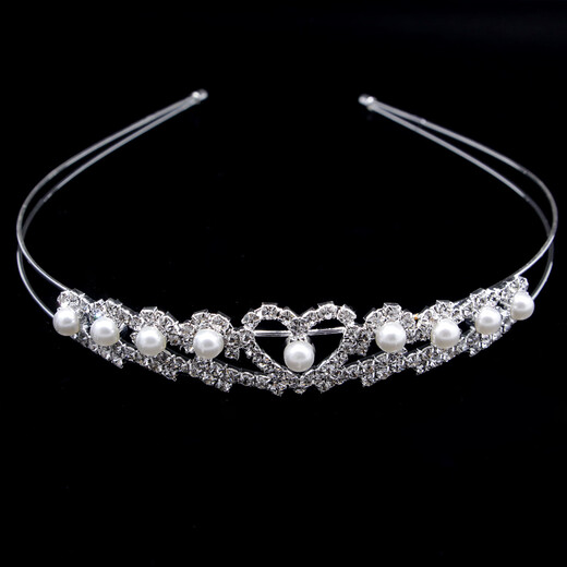 Meng Junchen bridal tiara hair accessories diamond-encrusted imitation pearl headband Korean style fashionable and elegant rhinestone double-layer hairpin headband style 6 pearl silver