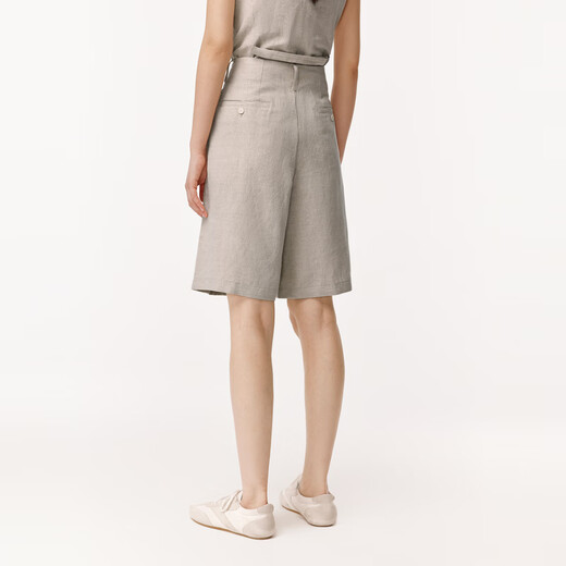 Weniger [Xun -Serie] Frühlings- und Sommer lässig einfache gerade Shorts Leinen Seiden mittelhose Frauen 2o4e14110 125 Originalfarbe s