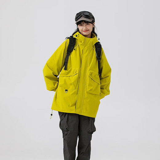 顶峰保罗（Dingfengbaoluo）户外登山冲锋上衣外套男秋冬季宽松防风休闲夹克MYY740荧光绿XL