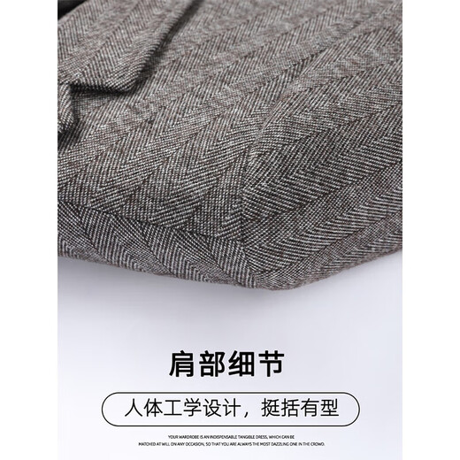 SHANSHAN【磨毛】杉杉西服男绵羊毛春秋简约单排扣外套男羊毛西服 灰色 54(190/104A)