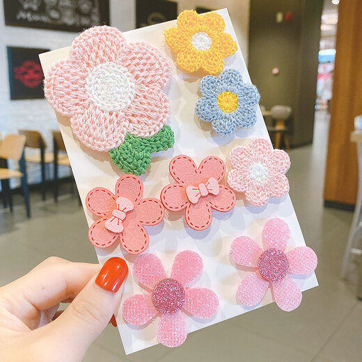 Lingchuan Korean children's bangs stickers baby Velcro stickers magic stickers sticky head stickers cute little girl broken post cartoon hair accessories small flower cloud 8-piece set