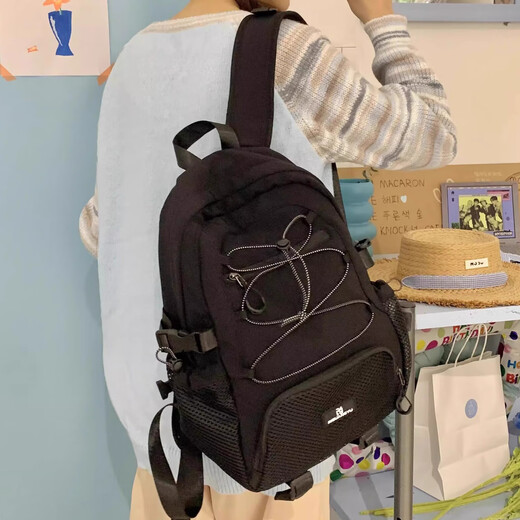 法德陆ins小众韩系书包女大学生可放电脑高颜值双肩背包设计感小众旅游 riguangyu9926白色