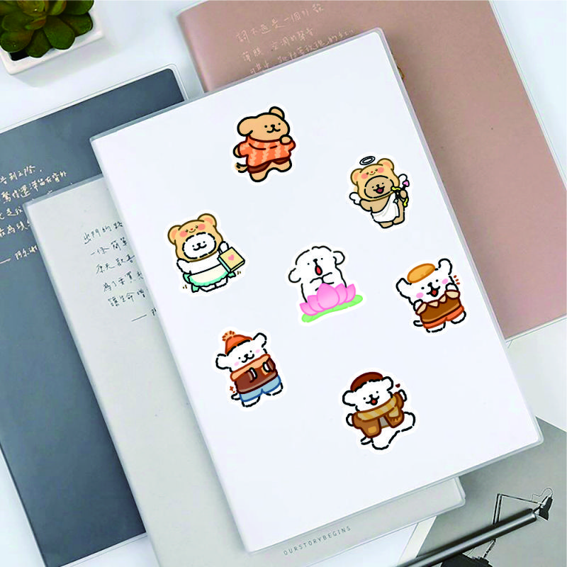Cartoon line puppy stickers, cute expression pack stickers, puppy mobile phone case, computer suitcase decoration, diy handbook mobile phone stickers, 20 random sheets