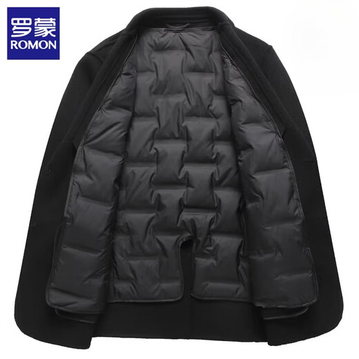 Traje corto de chaqueta para hombres de lana de doble cara Romon Liner de lana de invierno PD688081 Black L [Recomendado 105-120 Jin [Jin es igual a 0.5 kg]]