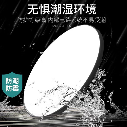 SUOYADA索亚达led三防吸顶灯超薄圆形防水卫生间浴室阳台卧室厨卫灯过道走廊灯 三防23CM白光18W(黑框)过道