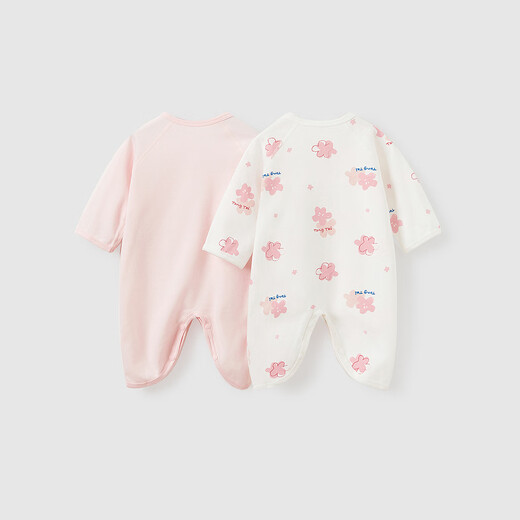童泰（TONGTAI）婴儿连体衣春秋季纯棉衣服初生宝宝蝴蝶哈衣爬服和尚服粉色52cm