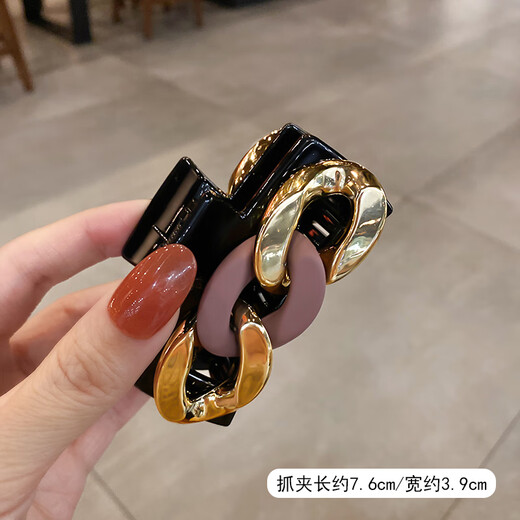 BARY REEF headwear hairpin Internet celebrity metal chain hairpin at the back of the head women's French hair clip large Korean elegant temperament hairpin purple red clip