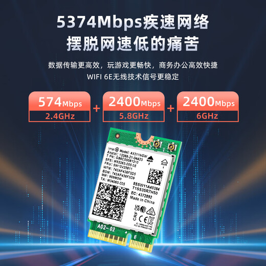 EB-LINK Intel AX211芯片笔记本无线网卡5374M M.2 CNVIo2接口WiFi6E千兆三频网卡蓝牙5.3电脑内置模块