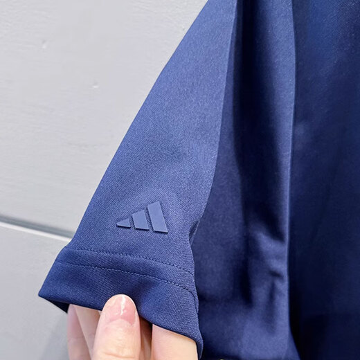阿迪达斯 （adidas）短袖T恤男士2025夏季新款运动服宽松透气圆领衫休闲半袖上衣 JI9763藏青蓝 M 推荐135-155斤