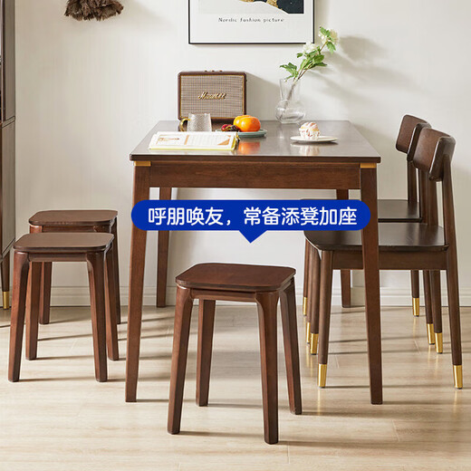 LUOSEN solid wood dining table and stool Chinese simple dressing stool home bench living room bread stool low stool stackable square stool 1