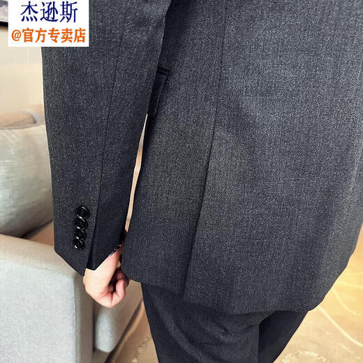 Jason's British business gun lapel double-breasted slim suit suit men's light luxury wedding dress groom's suit three-piece suit 338 black (suit + pants) XL