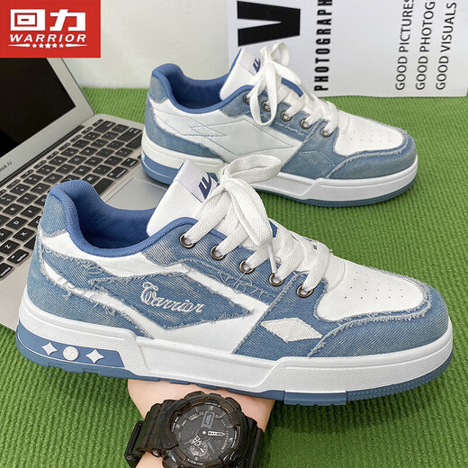 Warrior Casual Shoes Herren trendy Spleißbrettschuhe Schnürung vielseitig bequemer Männerschuhe 1449 Meter hellblau 43